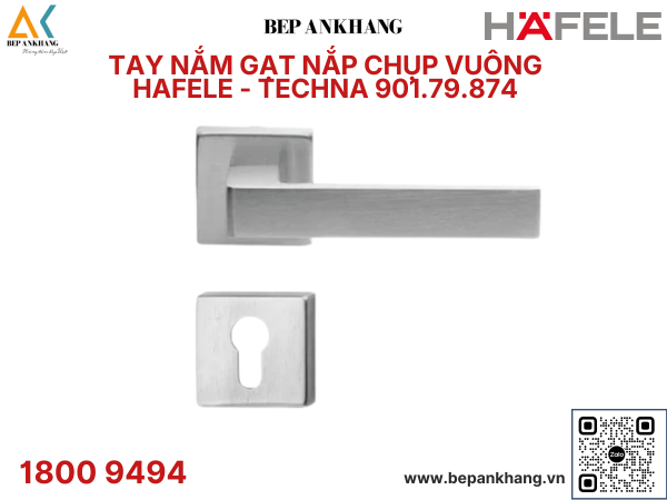 Tay nắm gạt nắp chụp vuông Hafele - TECHNA - Màu Chrome Mờ - 901.79.874